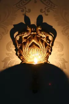 eCraftIndia Antique Finish DECORative Bird Design Handcrafted Brass Wall Hanging Diya with Bells