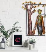 eCraftIndia Lord Krishna Playing Flute Under Tree Handcrafted Iron Wall Hanging