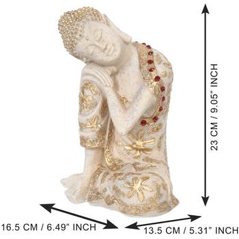 E Craft India Decorative Buddha Showpiece Resting on Knee White 30  20 cm 3