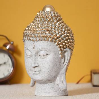 e craft india buddha head white polyresin showpiece 1