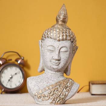 elegant white polyresin buddha showpiece 1