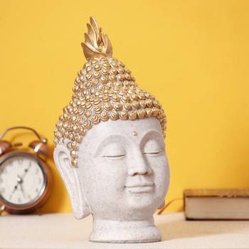 e craft india decorative buddha head showpiece white 1