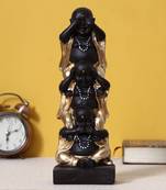 eCraftIndia Set of 3 Golden Laughing Buddha Standing on each other DECORative Showpiece