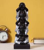 eCraftIndia Set of 3 Silver Laughing Buddha Standing on each other DECORative Showpiece