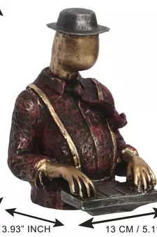 eCraftIndia Man with Hat playing Piano DECORative Statue