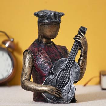 eCraftIndia Man with Hat playing Guitar DECORative Statue 1