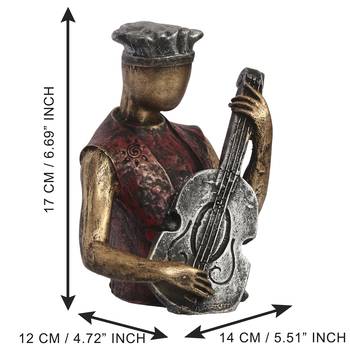 eCraftIndia Man with Hat playing Guitar DECORative Statue 3