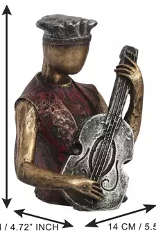 eCraftIndia Man with Hat playing Guitar DECORative Statue