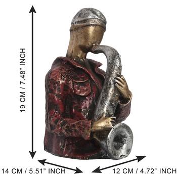 eCraftIndia Man with Hat playing Trumpet DECORative Statue 3