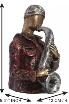 eCraftIndia Man with Hat playing Trumpet DECORative Statue