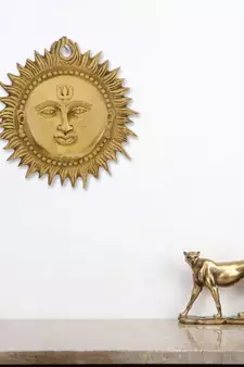 eCraftIndia Brass Surya Wall Hanging DECORative Showpiece