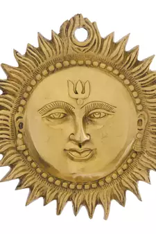 eCraftIndia Brass Surya Wall Hanging DECORative Showpiece