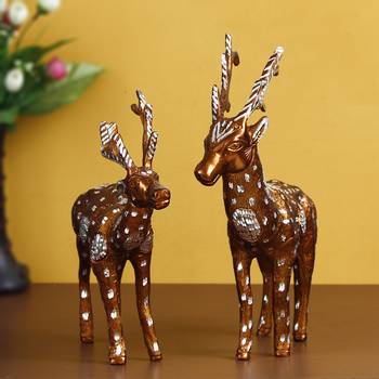 eCraftIndia Set of 2 Premium Metal Colorful Deer Figurine 1