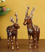 eCraftIndia Set of 2 Premium Metal Colorful Deer Figurine