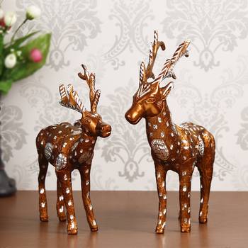 eCraftIndia Set of 2 Premium Metal Colorful Deer Figurine 2