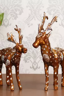 eCraftIndia Set of 2 Premium Metal Colorful Deer Figurine