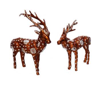 eCraftIndia Set of 2 Premium Metal Colorful Deer Figurine 3