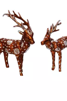 eCraftIndia Set of 2 Premium Metal Colorful Deer Figurine