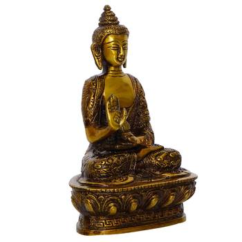 eCraftIndia Golden Premium Meditating Blessing Buddha Brass Antique Artifact 3