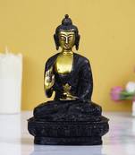 eCraftIndia Golden and Black Premium Meditating Blessing Buddha Brass Antique Artifact