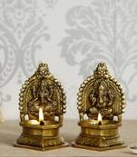 e craft india brass laxmi ganesha deepak showpiece brown