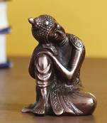eCraftIndia Metallic Copper Color Metal Resting Buddha on Knee