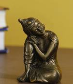 eCraftIndia Metallic Antique Color Metal Resting Buddha on Knee