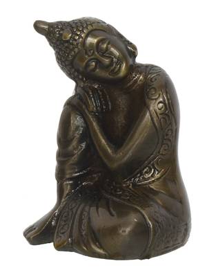 eCraftIndia Metallic Antique Color Metal Resting Buddha on Knee 3