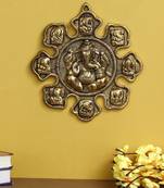 eCraftIndia 9 variants of Lord Ganesha Golden Metal Wall hanging
