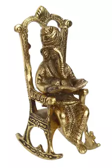 eCraftIndia Golden Lord Ganesha on Rocking Chair Antique Showpiece