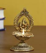 eCraftIndia Lord Ganesha with Diya Handcrafted Golden Metal Showpiece
