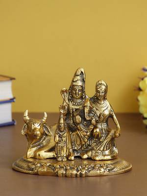 eCraftIndia Shiva Parvati Idol with Nandi Metal DECORative Figurine 1