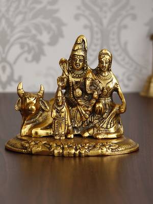 eCraftIndia Shiva Parvati Idol with Nandi Metal DECORative Figurine 2