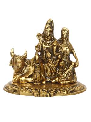 eCraftIndia Shiva Parvati Idol with Nandi Metal DECORative Figurine 3