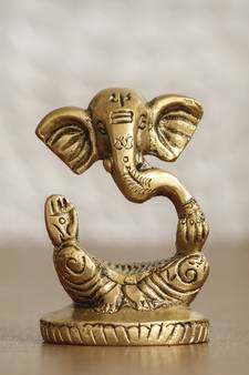 eCraftIndia Meditating Appu Lord Ganesha Handcrafted Idol Brass DECORative Figurine