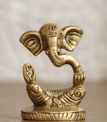 e craft india brass meditating ganesha idol – gold