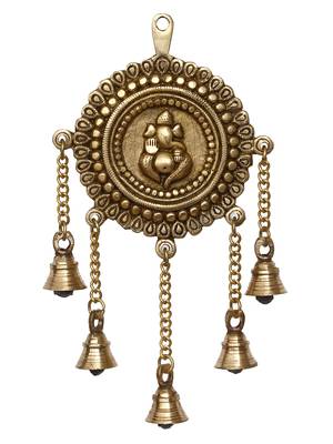 eCraftIndia Lord Ganesha DECORative Brass Wall Hanging with 5 Bells 3