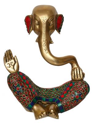e craft india meditating ganesha brass idol     golden 3