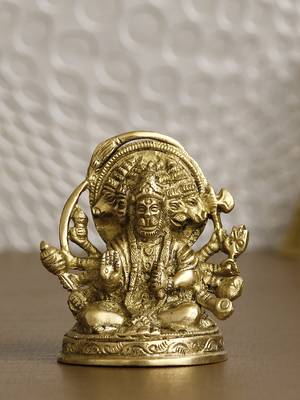 eCraftIndia Brass Panchmukhi Hanuman Idol Handcrafted DECORative Figurine 1