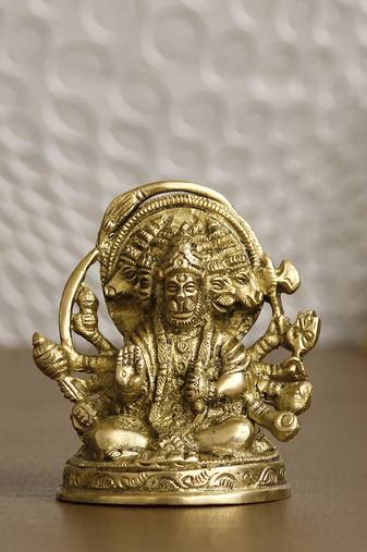 eCraftIndia Brass Panchmukhi Hanuman Idol Handcrafted DECORative Figurine