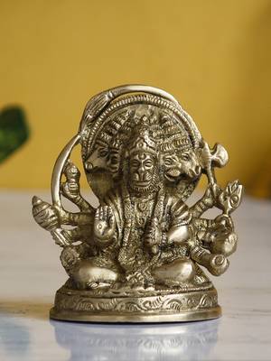 eCraftIndia Brass Panchmukhi Hanuman Idol Handcrafted DECORative Figurine 2