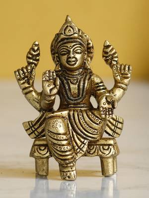 eCraftIndia Goddess Laxmi on Chowki Handcrafted Brass Figurine 1