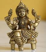 eCraftIndia Goddess Laxmi on Chowki Handcrafted Brass Figurine
