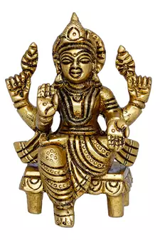 eCraftIndia Goddess Laxmi on Chowki Handcrafted Brass Figurine