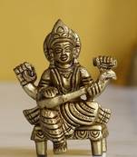 eCraftIndia Goddess Saraswati on Chowki Handcrafted Brass Figurine