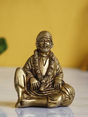 eCraftIndia Sitting Sai Baba DECORative Handcrafted Brass Figurine 1