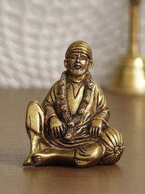 eCraftIndia Sitting Sai Baba DECORative Handcrafted Brass Figurine 2