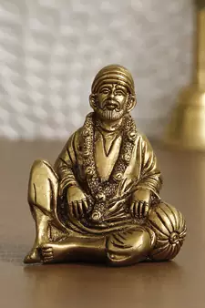 eCraftIndia Sitting Sai Baba DECORative Handcrafted Brass Figurine