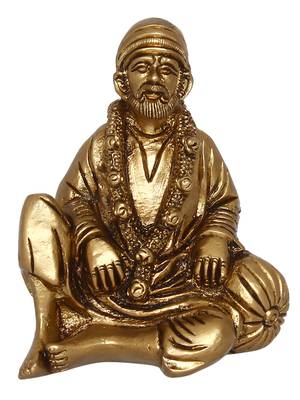 eCraftIndia Sitting Sai Baba DECORative Handcrafted Brass Figurine 3