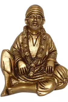 eCraftIndia Sitting Sai Baba DECORative Handcrafted Brass Figurine
